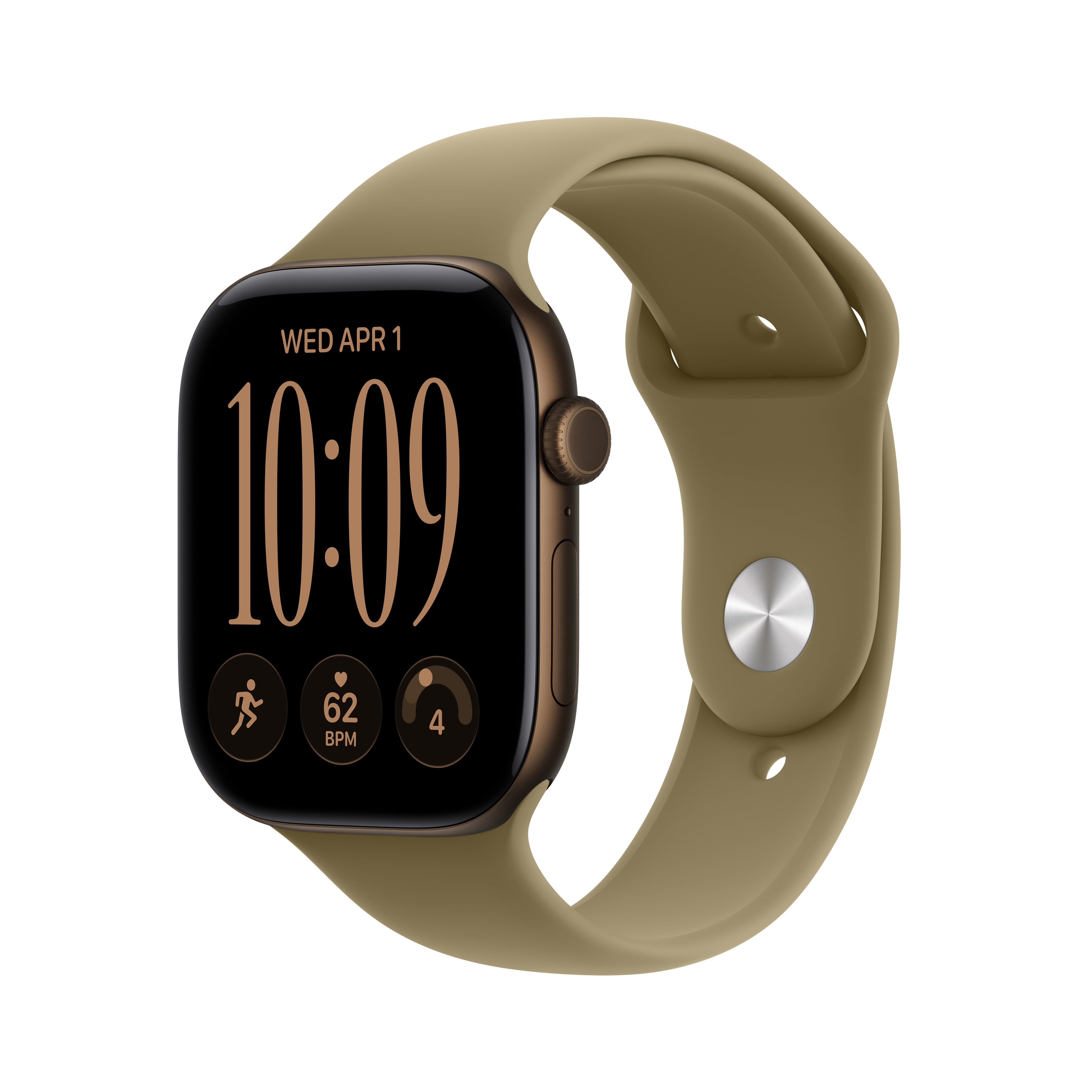 Apple Watch Series 12 GPS 46mm Dark Bronze Aluminum Case with Olive Sport Band - S/M