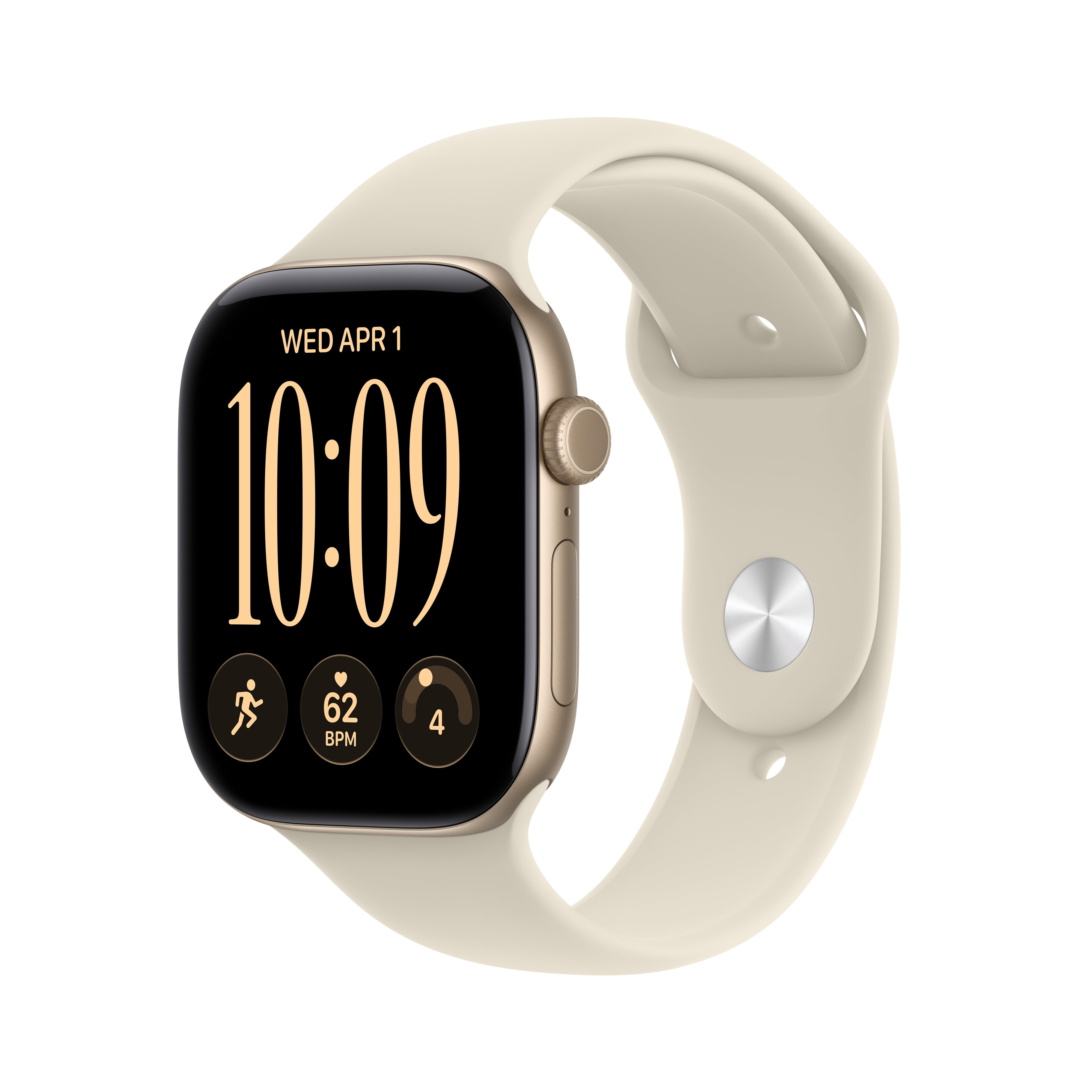 Apple Watch Series 12 GPS 46mm Light Gold Aluminum Case with Sand Sport Band - S/M