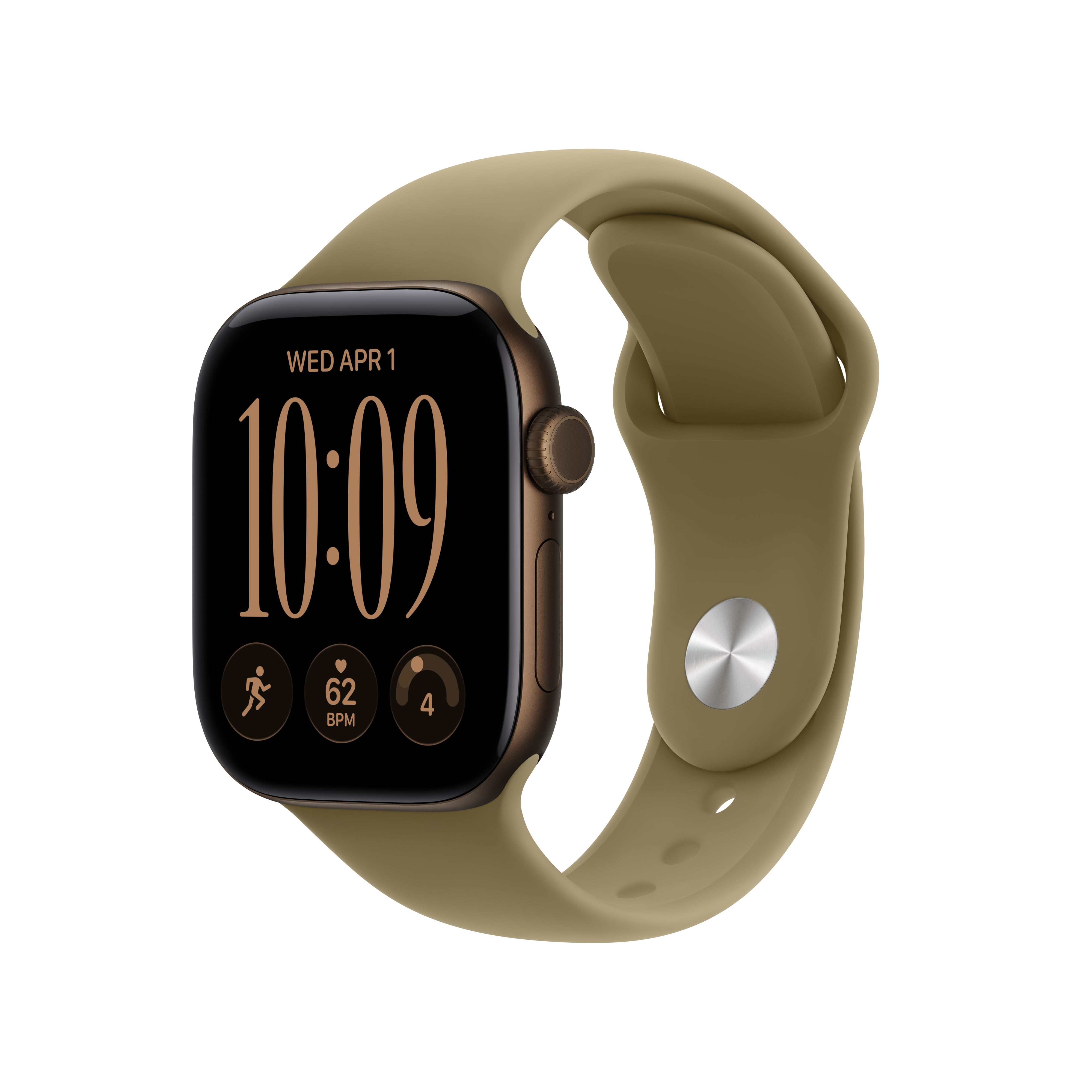 Apple Watch Series 12 GPS + Cellular 42mm Dark Bronze Aluminum Case with Olive Sport Band - M/L