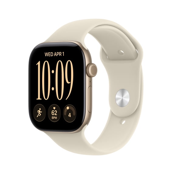 Apple Watch Series 12 GPS + Cellular 46mm Light Gold Aluminum Case with Sand Sport Band - S/M