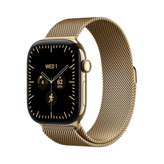 Apple Watch Series 12 GPS + Cellular 46mm Radiant Gold Titanium Case with Radiant Gold Milanese Loop - S/M