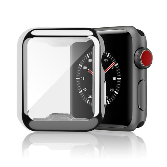 for Apple Watch Series 3/2/1 38mm Screen Protector Case, PC Hard Cover with Tempered Glass Film Ultra-Thin Slim Fit Scratch Resistant Protective Bumper for iWatch 38mm Accessories, Silver
