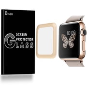 Apple Watch Series 3 38 mm [BISEN] Tempered Glass Screen Protector [Full Screen Coverage, Edge-To-Edge Protection], Anti-Scratch, Anti-Shock, Shatterproof, Bubble Free [Gold]