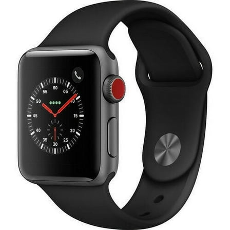 Pre-Owned Apple Watch Series 3 38MM (GPS Cellular) Space Gray Aluminum Case with Black Sport Band Used