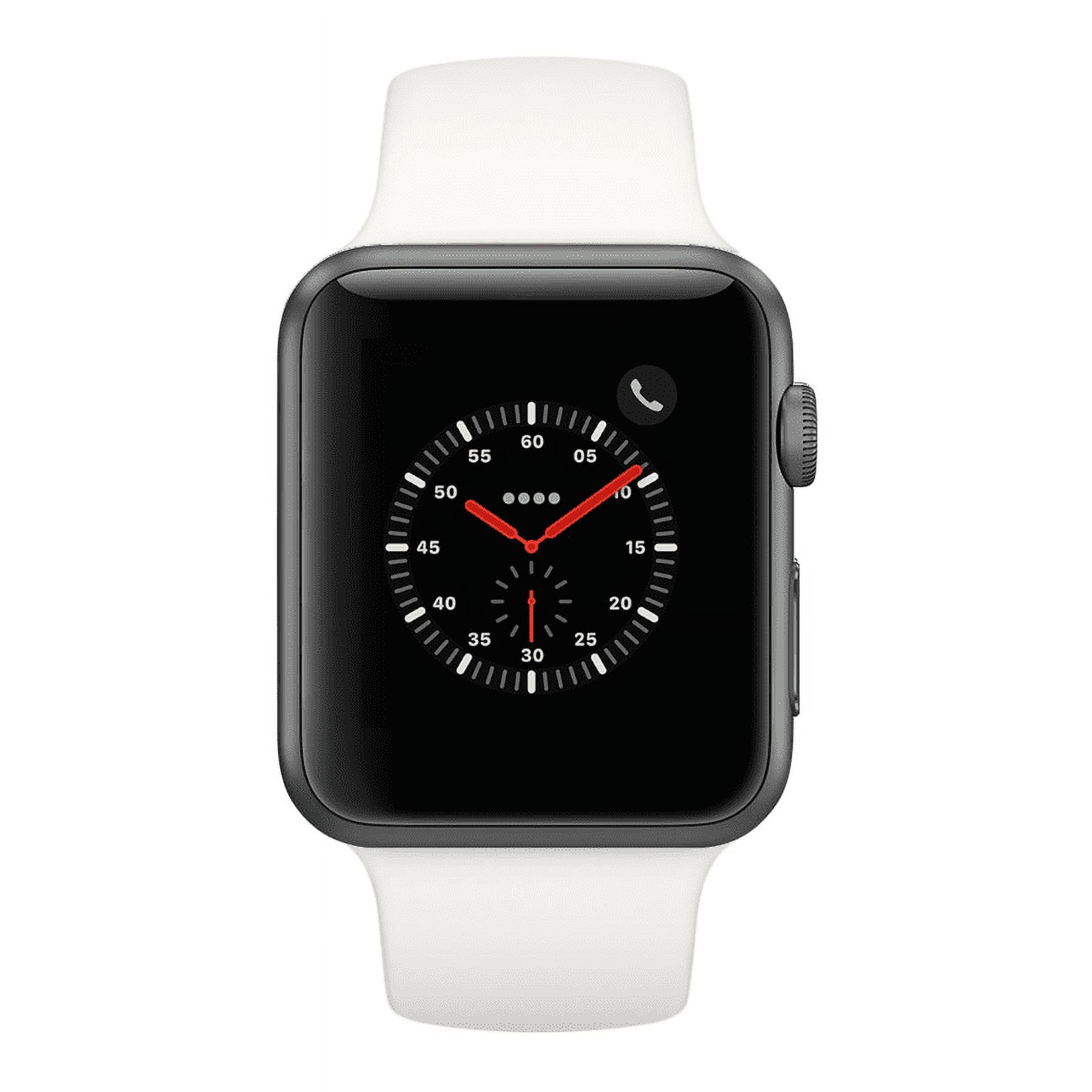 Apple Watch Series 3, 38MM, GPS, Space Gray Aluminum Case, Soft White Sport  Band (Non-Retail Packaging)