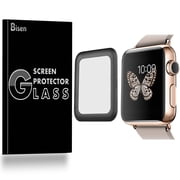 For Apple Watch Series 3 42 mm [BISEN] Tempered Glass Screen Protector [Full Screen Coverage, Edge-To-Edge Protection], Anti-Scratch, Anti-Shock, Shatterproof, Bubble Free [Black]