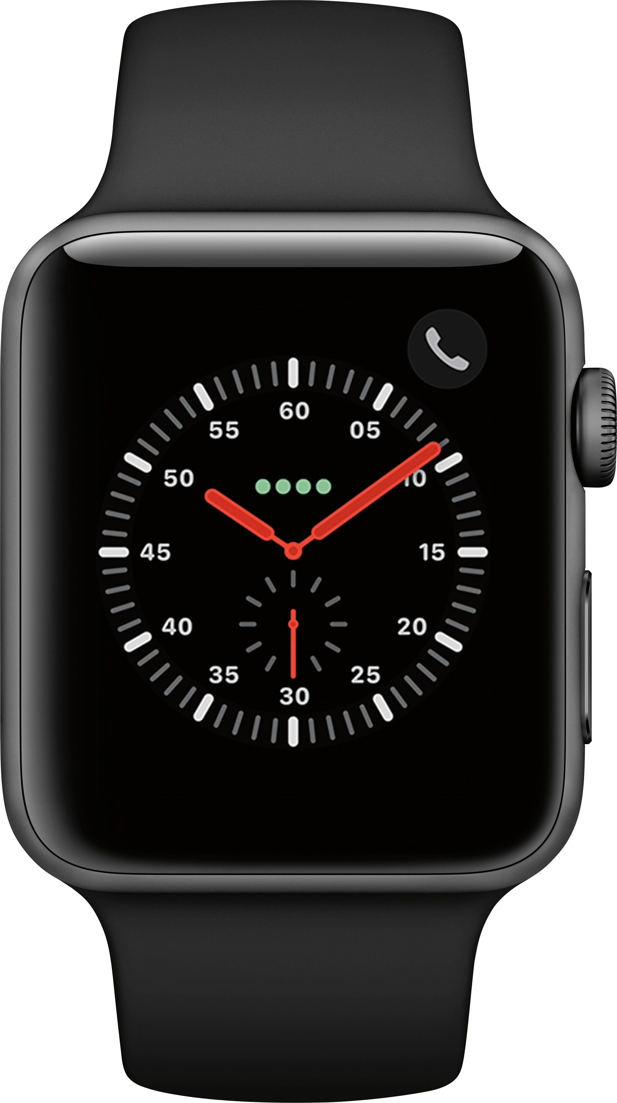 Apple Watch Series 3; 42mm GPS + Cellular, Space Gray Aluminum Case with  Black Sport Band (Scratch and Dent)