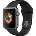 thumbnail image 1 of Pre-Owned Apple Watch Series 3 GPS Smart Watch, Aluminum Case, Black Sport Band, 18 Hour Battery Life, iOS, Space Gray/38mm, 1, 1, 1, 1 of 1