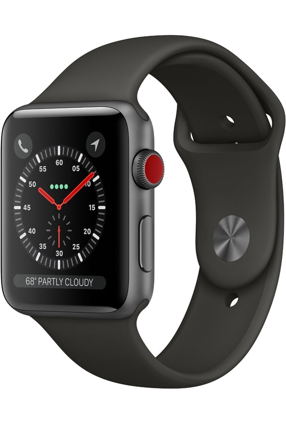 Restored Apple Watch Series 3 GPS, 42mm Space Gray Aluminum Case with Black Sport Band