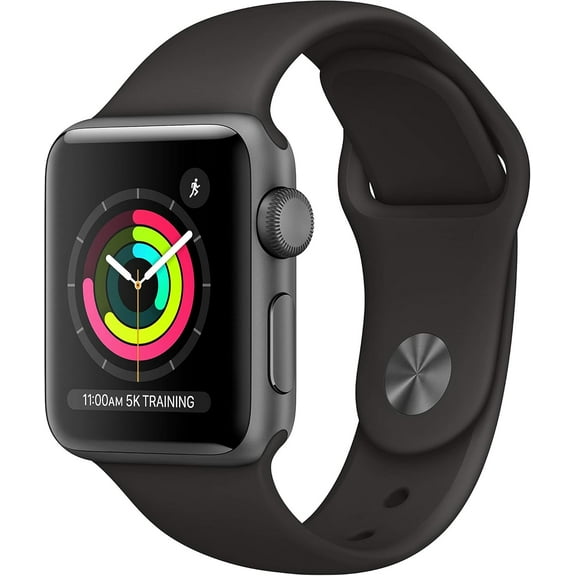 Pre-Owned Apple Watch Series 3 GPS 42mm Space Gray Aluminium Black Sport Band