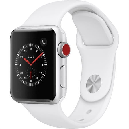 Apple Watch Series 3 (GPS + Cellular, 38mm) Silver Aluminum Case with White Sport Band