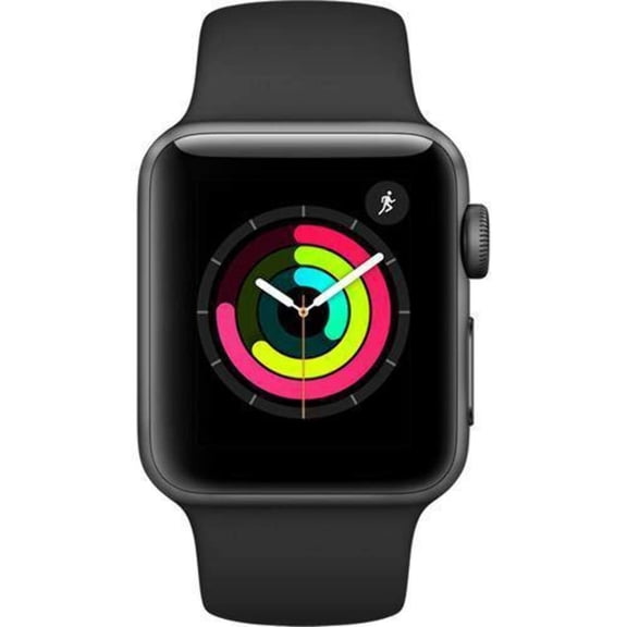 Pre-Owned Apple, Watch Series 3, Smart Watch, GPS + Cellular, 10 Hour Battery Life, Space Gray Aluminum Case, Black Sport Band/42mm, 1