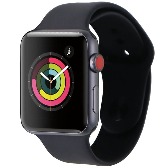 Pre-Owned Apple Watch Series 3 Space Gray 42mm A1861 (GPS + Cellular) Black Sport Band