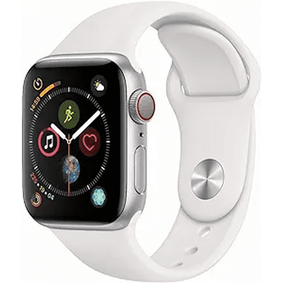 Restored Apple Watch Series 4 40mm Silver Aluminum Case White Sport Band GPS + Cellular MTUD2LL/A, 10 Hour Battery Life