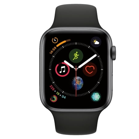 Pre-Owned Apple Watch 4 (GPS) + Cellular 44mm Space Gray Aluminum Case With Black Sports Band, Used
