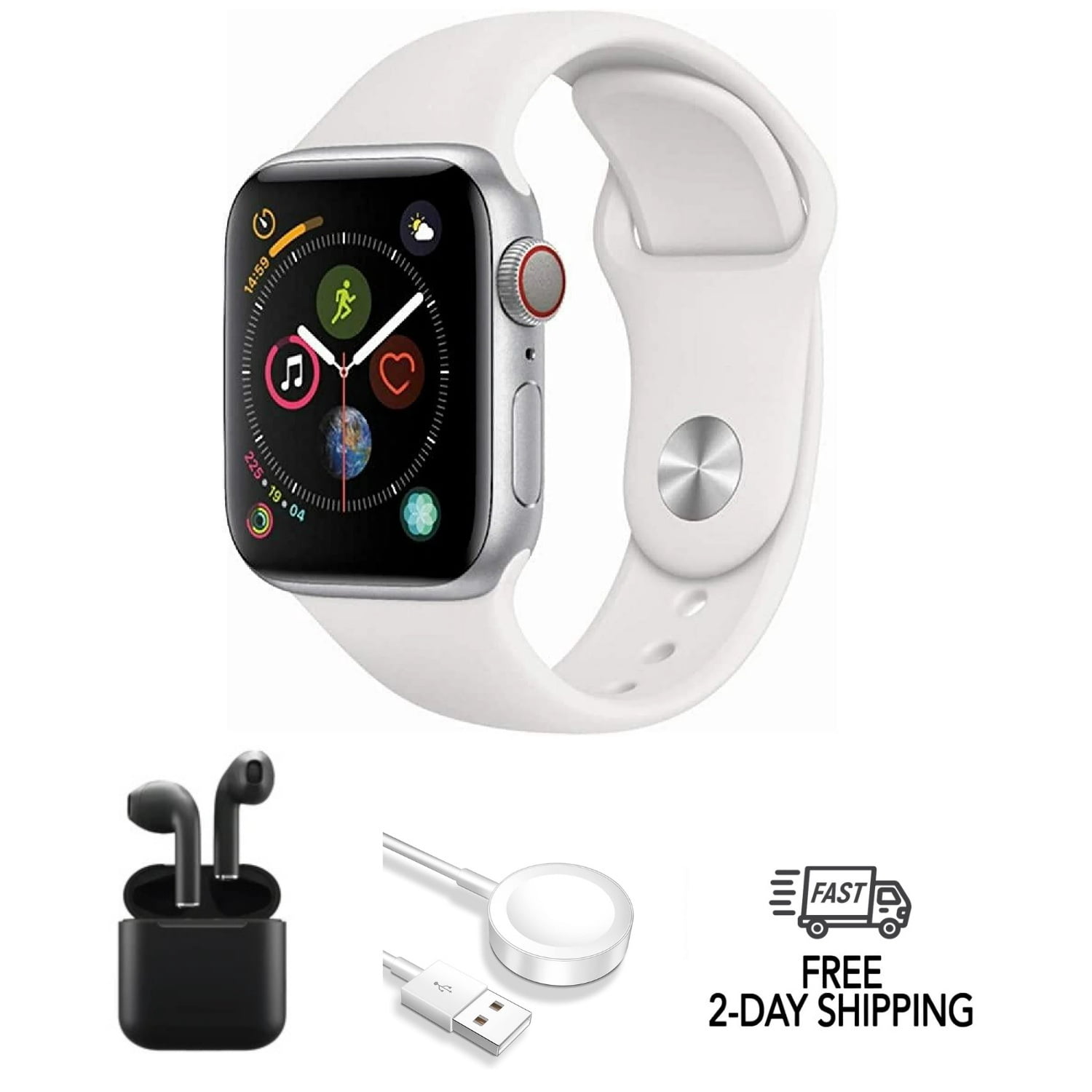 Pre-Owned Apple Watch Series 4 Aluminum 44mm (GPS + Cellular) Space Gray w/ Wireless Earbuds