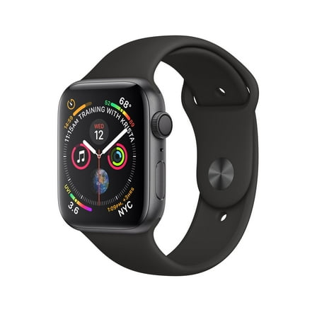 Pre-Owned Apple Watch Series 4 (GPS) 44mm Space Gray Aluminium Case with Black Sport Band, (Scratch and Dent)
