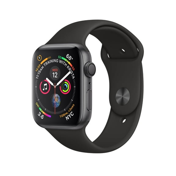 Pre-Owned Apple Watch Series 4 (GPS) 44mm Space Gray Aluminium Case with Black Sport Band, (Scratch and Dent)