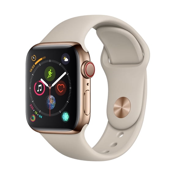 Restored Apple Watch Series 4 GPS + Cellular - 40mm - Gold Stainless Steel Case - Stone Sport Band