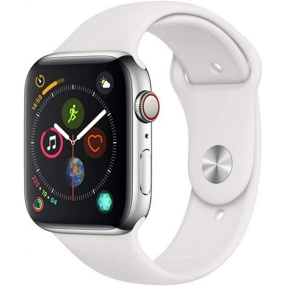 Pre-Owned Apple Watch Series 4 (GPS + Cellular 4G LTE, 40mm) - Silver Aluminum Case with White Sport Band - Used