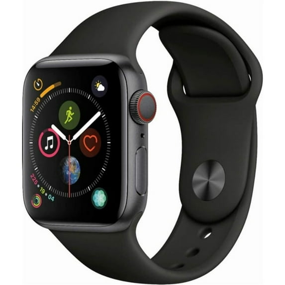 Pre-Owned Apple Watch Series 4 (GPS + Cellular 4G LTE, 44mm) - Space Gray Aluminum Case with Black Sport Band - Heavily Used