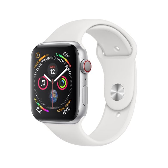 Pre-Owned Apple Watch Series 4 GPS + Cellular Smart Watch, 44MM, Silver White Sport Band