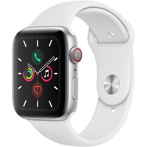 Pre Owned Apple Watch Series 5 44mm GPS Cellular Silver Aluminum Case White Sport Band Walmart