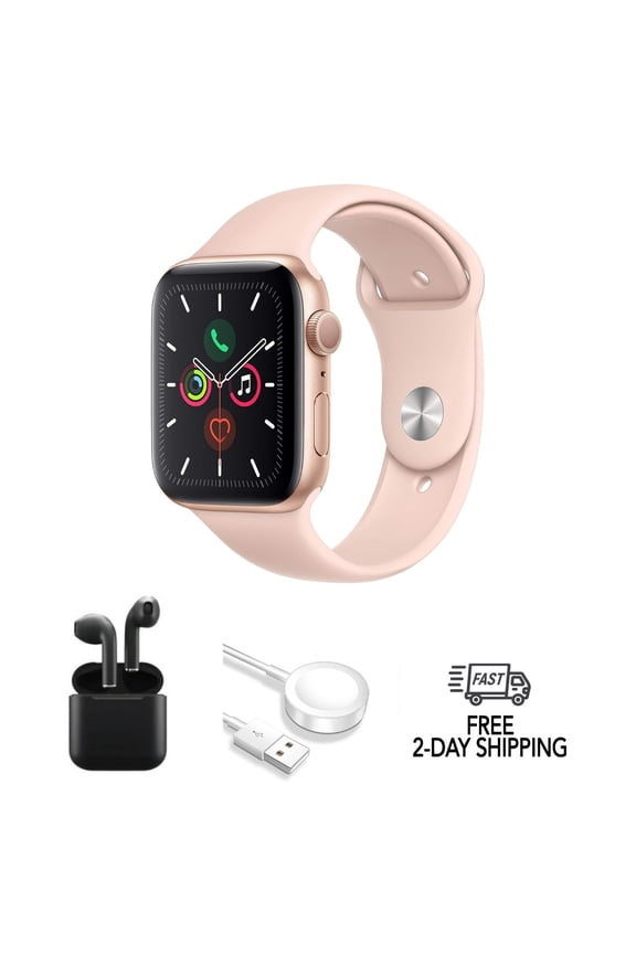 Pre-Owned Apple, Watch Series 5, Smart Watch, Aluminum (GPS Only), with 32 GB Internal Memory, ECG, fall detection, Gold/40mm