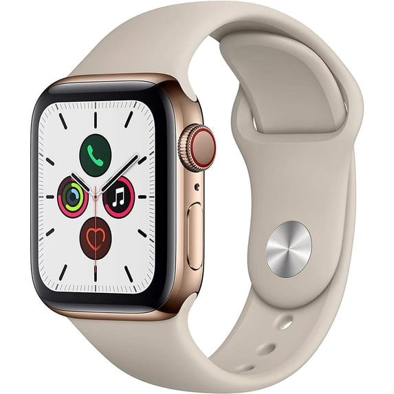 Pre-Owned Apple Watch Series 5 (GPS + Cellular, 44mm) Gold Stainless Steel Case with Stone Sport Band