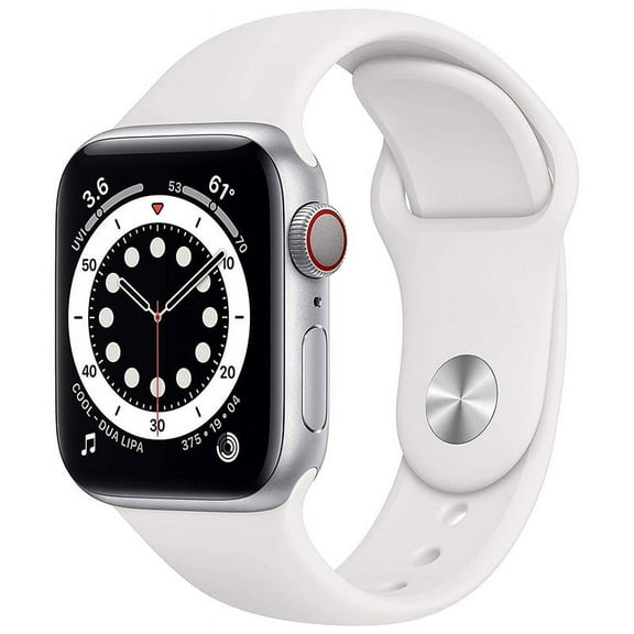 Pre-Owned Apple Watch Series 6 40mm GPS   Cellular Unlocked - Silver Aluminum Case - White Sport Band (2020) Fair