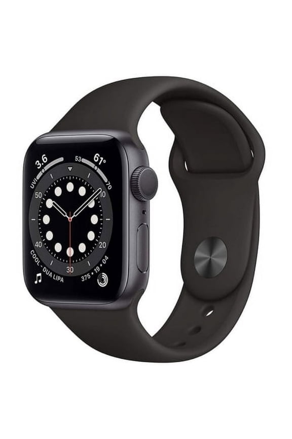 Restored Apple Watch Series 6 44mm GPS Aluminum Space Gray Case Black Sport Band