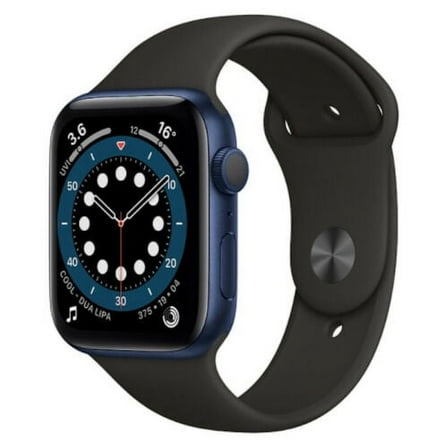 Pre-Owned Apple Watch Series 6 GPS 44 mm Blue Aluminium Black Sport Band - Good