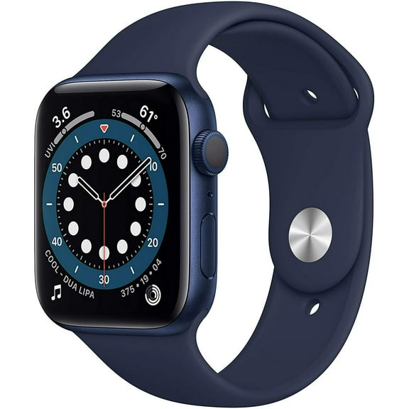 Pre-Owned Apple Watch Series 6 (GPS, 44mm) Blue Aluminum Case with Deep Navy Sport Band- Used