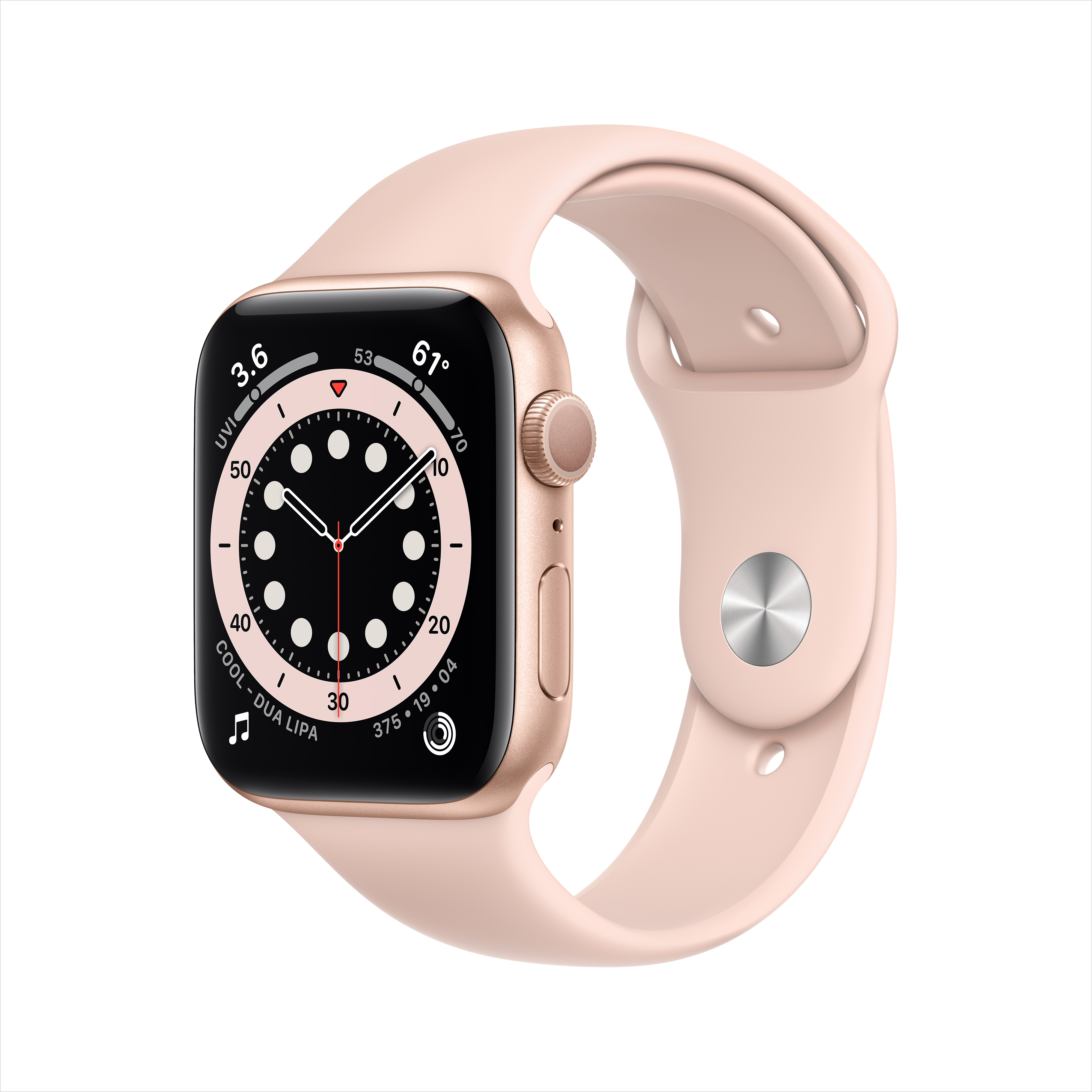 Apple Watch Series 6 GPS, 44mm Gold Aluminum Case with Pink Sand Sport Band - Regular - image 1 of 8