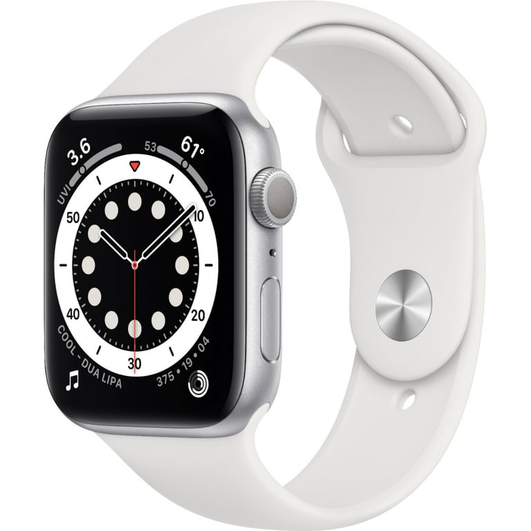 Apple Watch Series 6 GPS, 44mm Silver Aluminum Case with White Sport Band -  Regular