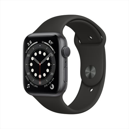 Apple Watch Series 6 (GPS) 44mm Space Gray Aluminum Case with Black Sport Band - Space Gray