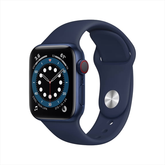 Restored Apple Watch Series 6 GPS + Cellular, 40mm Blue Aluminum Case with Deep Navy Sport Band - Regular