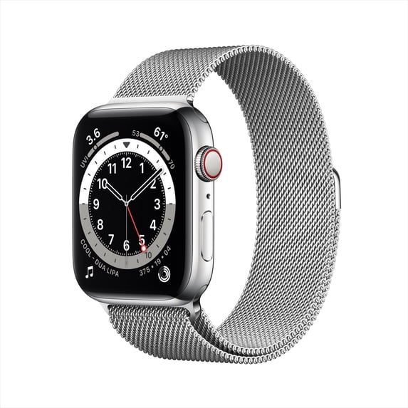 Apple Watch Series 6 GPS + Cellular, 44mm Silver Stainless Steel Case with Silver Milanese Loop