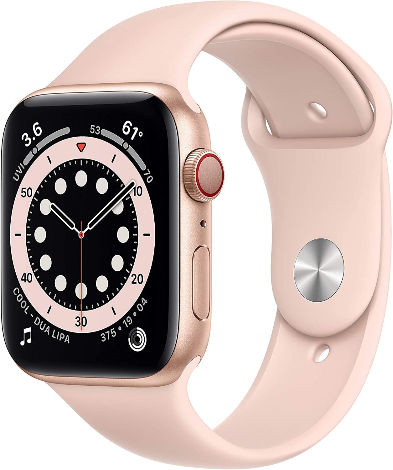 Apple Watch Series 6 (GPS + Cellular 4G LTE, 40mm) - Gold Aluminum Case with Pink Sand Sport Band -