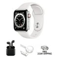 thumbnail image 1 of Pre-Owned Apple Watch Series 6 Stainless Steel 40mm A2293 (GPS Only, No Cellular) Silver w/ Wireless Earbuds, 1 of 5