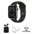 thumbnail image 1 of Pre-Owned Apple Watch Series 6 Titanium 44mm A2294 (GPS Only, No Cellular) Space Black w/ Wireless Earbuds, 1 of 5