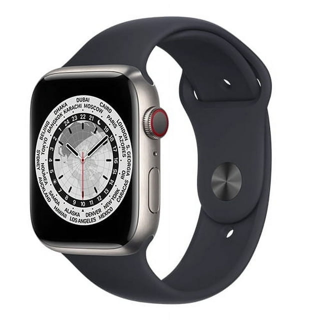 Pre-Owned Apple Watch Series 7 41mm GPS + Cellular Unlocked - Titanium Case - Black Sport Band (2021)