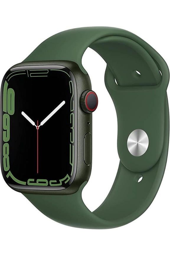 Restored Apple Watch Series 7 45MM Green Aluminum Case Clover Sport Band Smart Watch