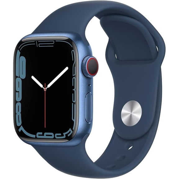 Pre-Owned Apple Watch Series 7, Aluminum (GPS + Cellular) Smart Watch, Built-In Electrical Heart Sensor, iOS, Blue/41 mm