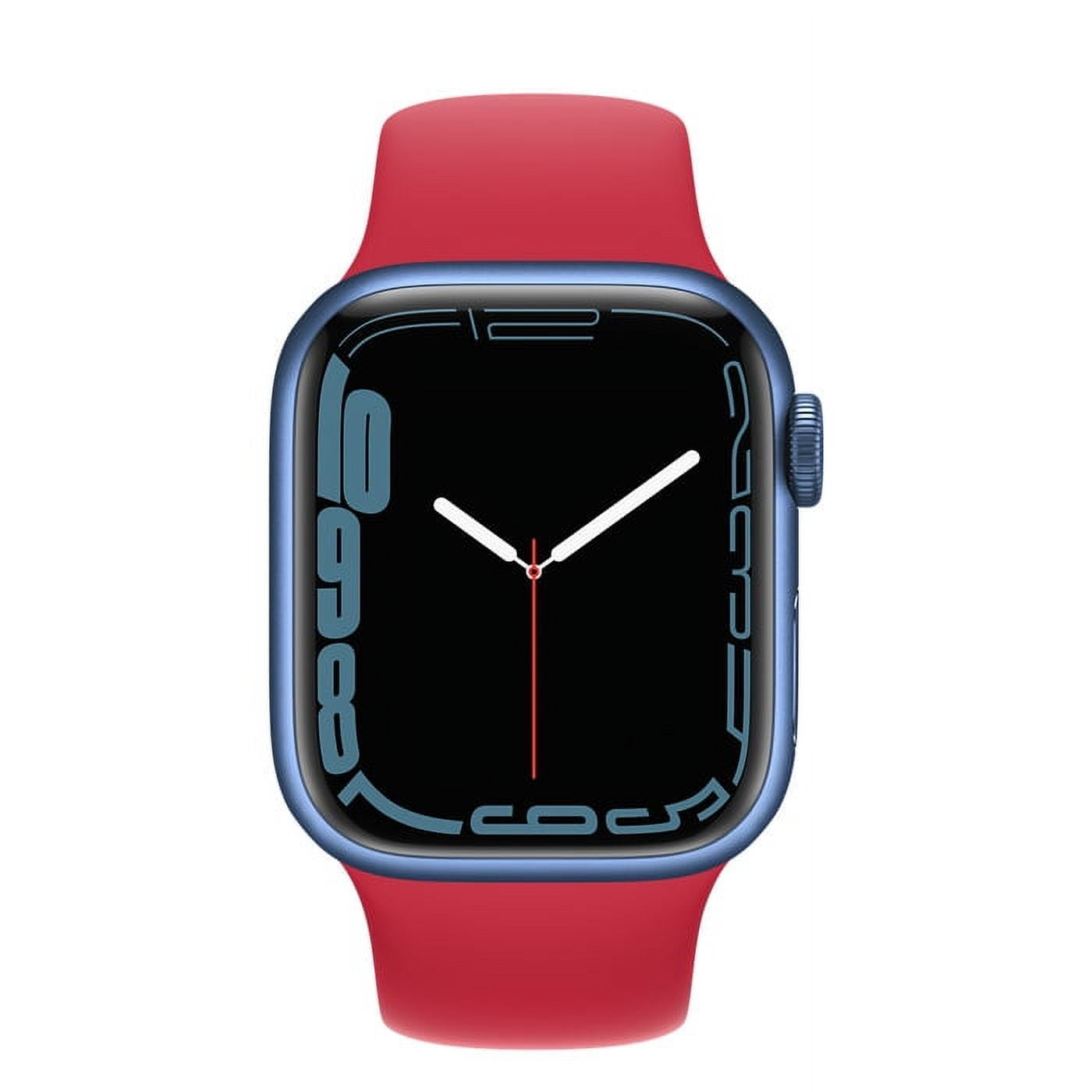 Apple Watch Series 7 GPS 45mm Smart Watch w/ Blue Aluminum Case with  (PRODUCT) Red Sport Band(Used)