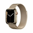 thumbnail image 1 of Apple Watch Series 7 GPS + Cellular, 41mm Gold Stainless Steel Case with Gold Milanese Loop, 1 of 10