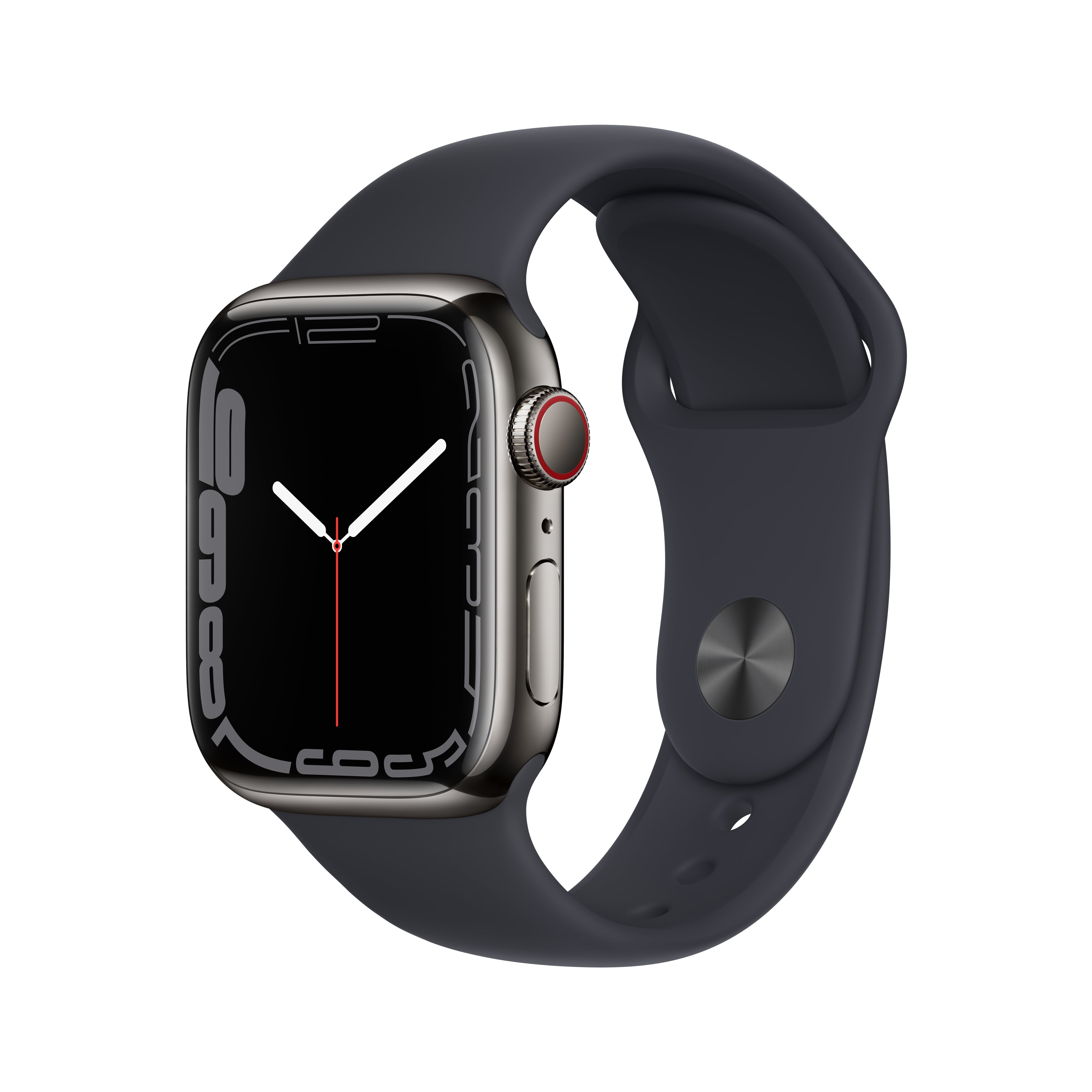 Apple Watch Series 7 GPS + Cellular, 41mm Graphite Stainless Steel with  Midnight Sport Band - Regular