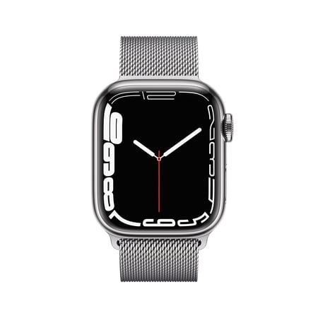Apple Watch Series 7 GPS + Cellular, 41mm Silver Stainless Steel Case with Silver Milanese Loop