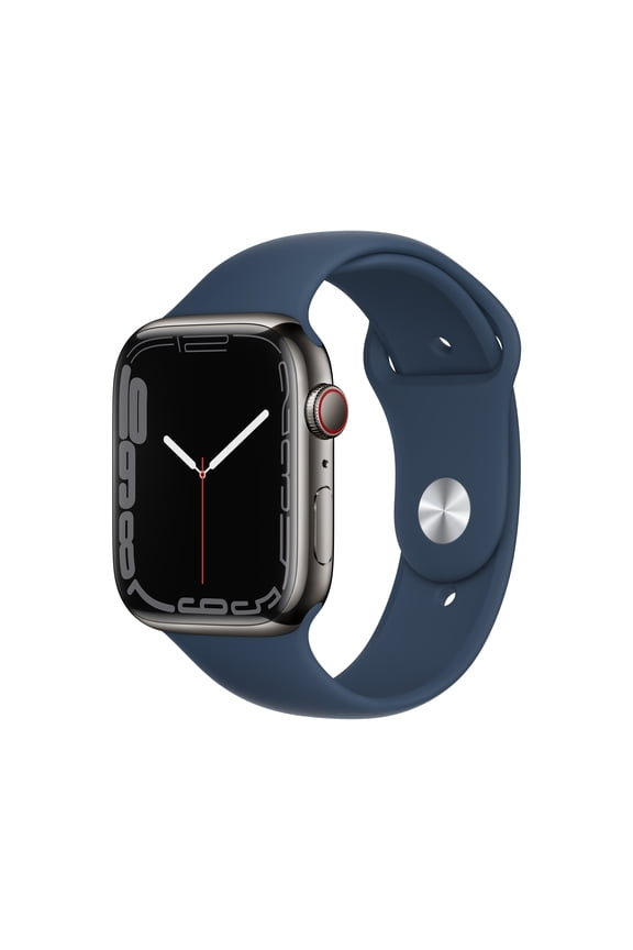 Restored Apple Watch Series 7 GPS + Cellular, 45mm Graphite Stainless Steel Case with Abyss Blue Sport Band - Regular