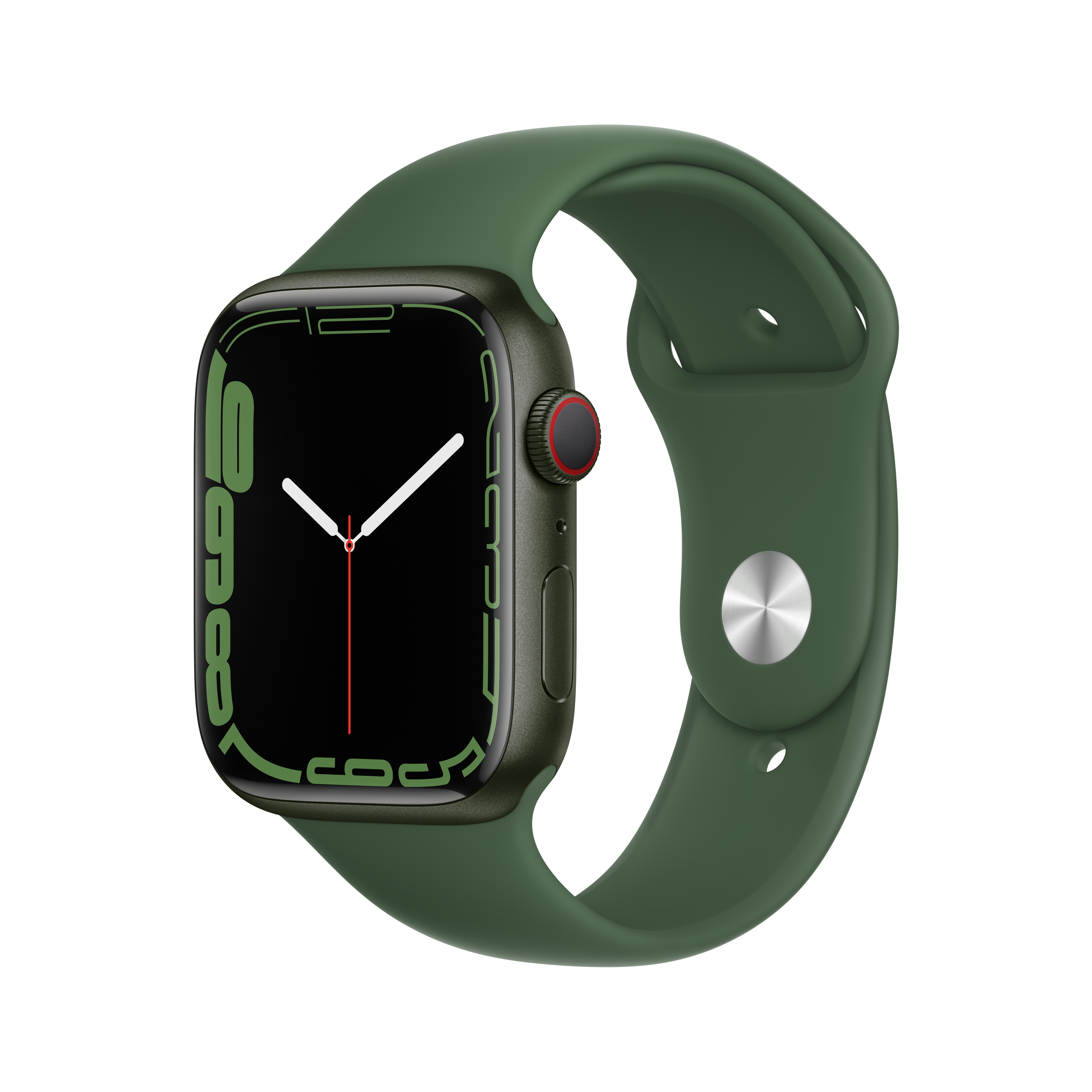 Apple Watch Series 7 GPS + Cellular, 45mm Green Aluminum Case with Clover Sport Band - Regular - image 1 of 10